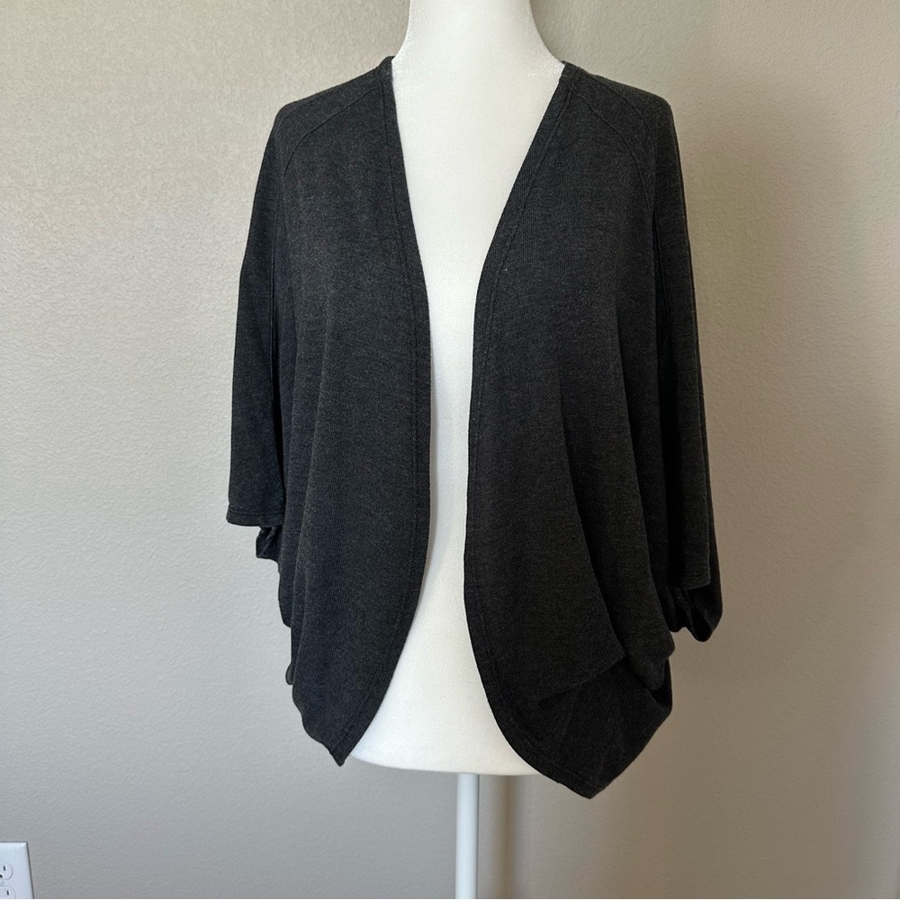 Fresh Produce Open Front Oversized Gray Shrug Cardigan Sweater Layering